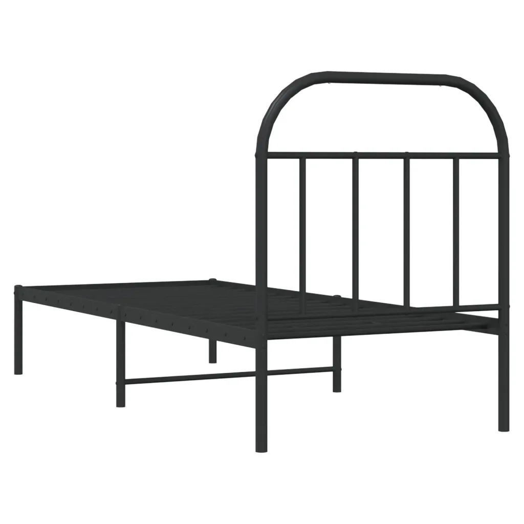 Letto singolo | Letto per adulti | Giroletto con Testiera in Metallo Nero 75x190 cm - Image 8