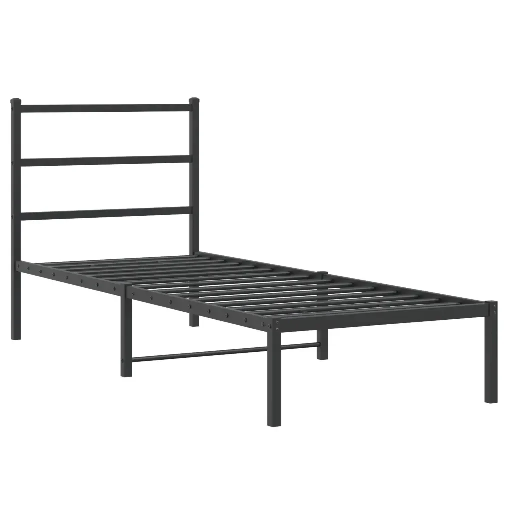 Letto singolo | Letto per adulti | Giroletto con Testiera in Metallo Nero 75x190 cm - Image 3