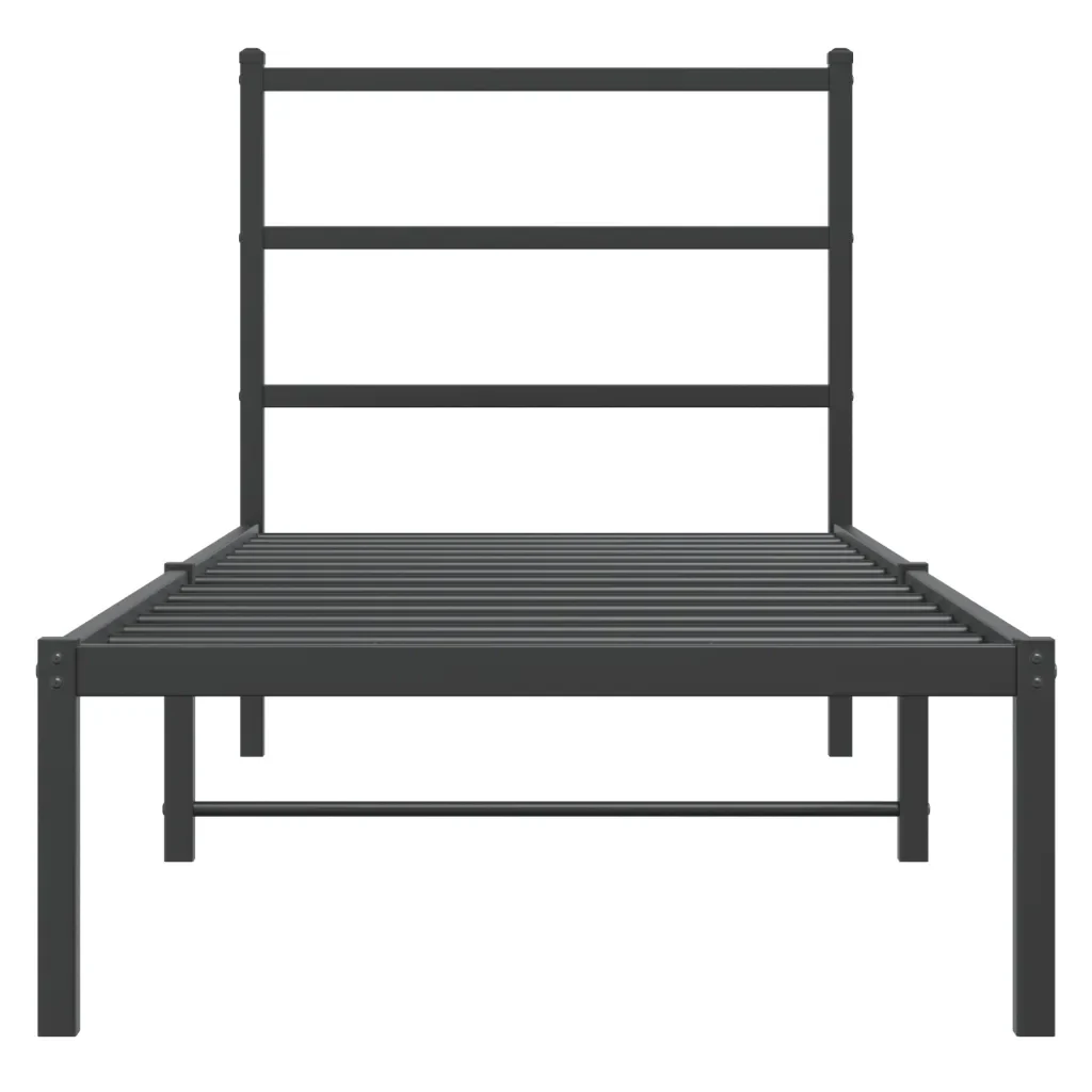 Letto singolo | Letto per adulti | Giroletto con Testiera in Metallo Nero 75x190 cm - Image 5