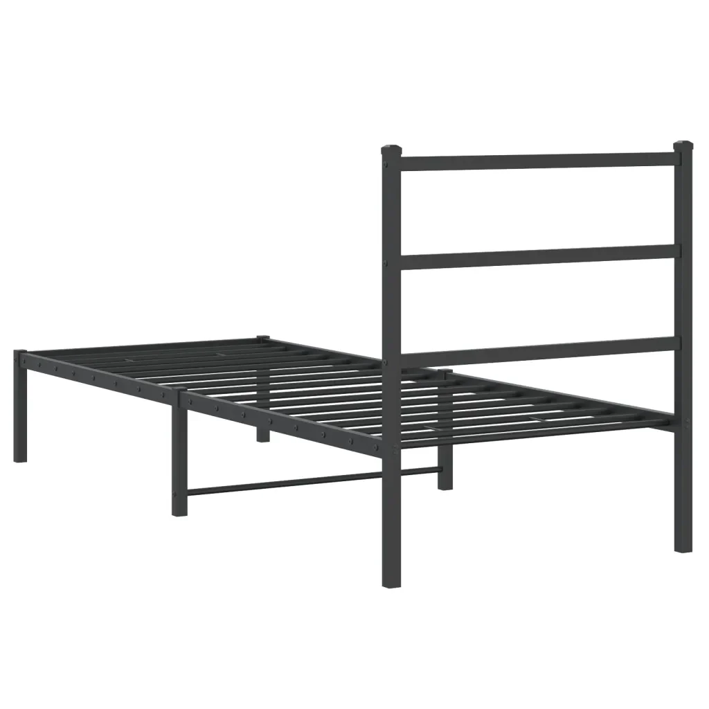 Letto singolo | Letto per adulti | Giroletto con Testiera in Metallo Nero 75x190 cm - Image 7