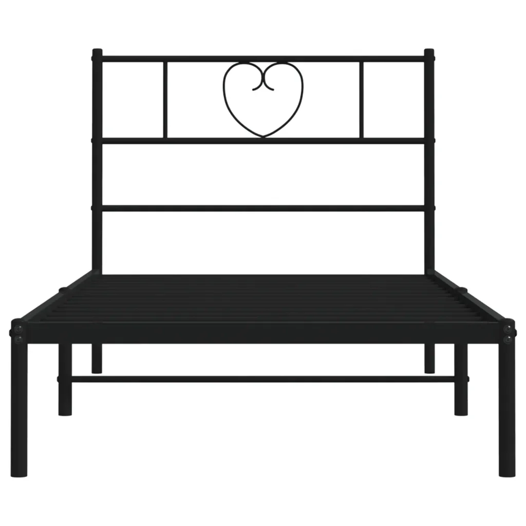 Letto singolo | Letto per adulti | Giroletto con Testiera in Metallo Nero 75x190 cm - Image 5