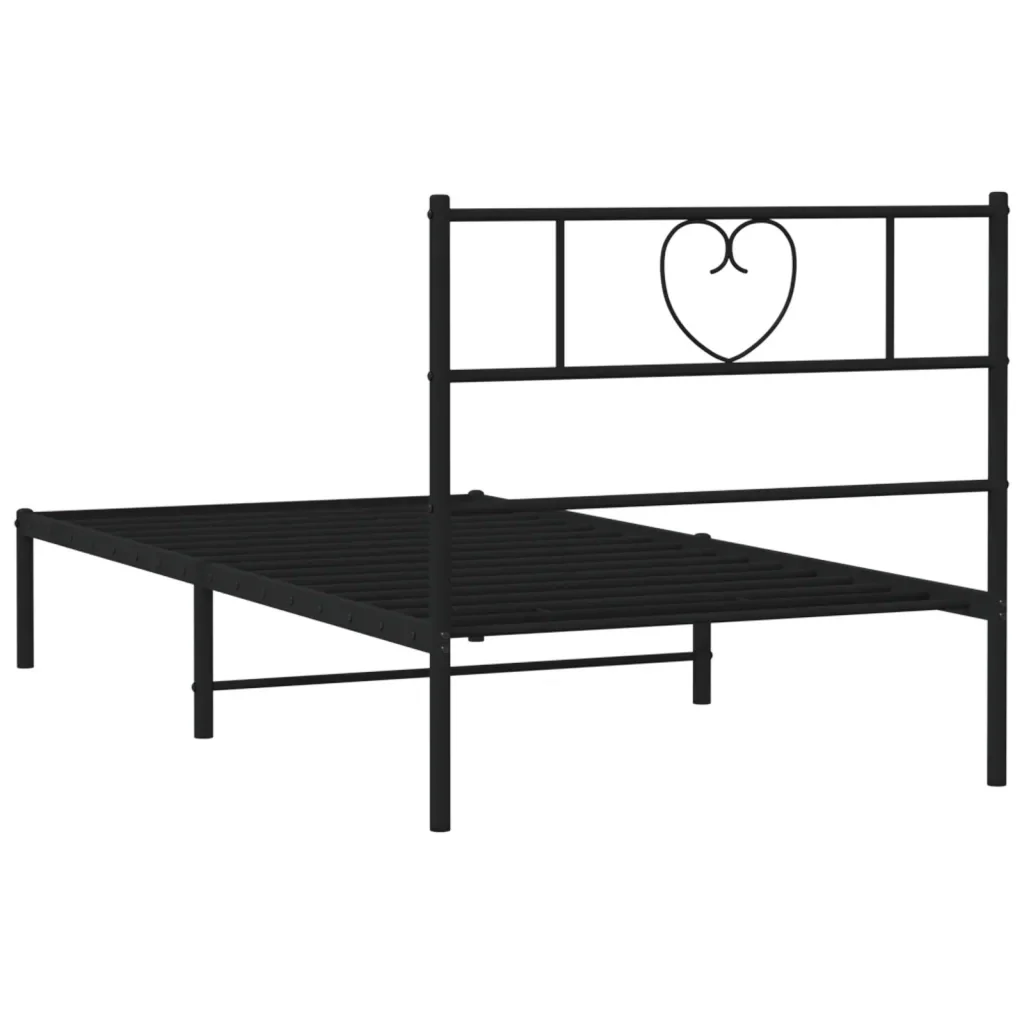Letto singolo | Letto per adulti | Giroletto con Testiera in Metallo Nero 75x190 cm - Image 7