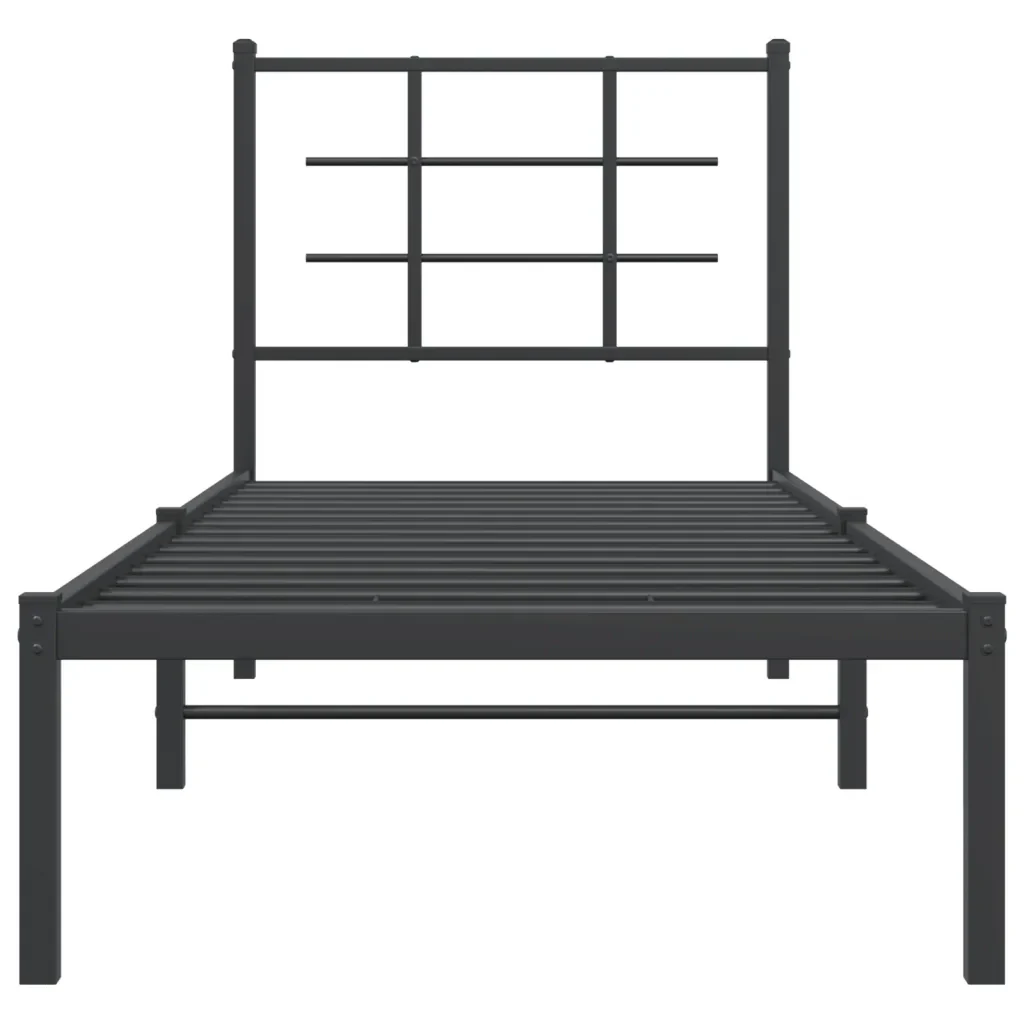 Letto singolo | Letto per adulti | Giroletto con Testiera in Metallo Nero 75x190 cm - Image 5