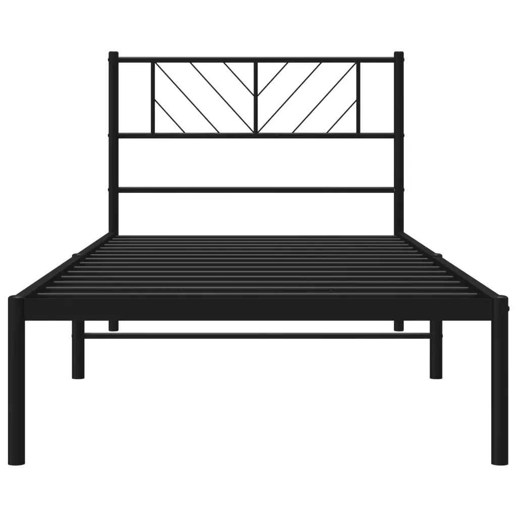 Letto singolo | Letto per adulti | Giroletto con Testiera in Metallo Nero 75x190 cm - Image 5