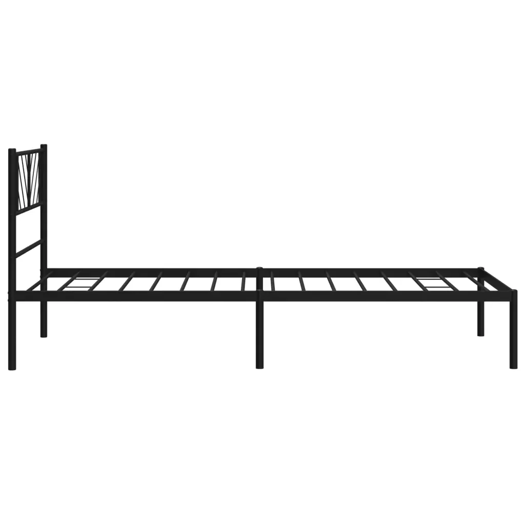 Letto singolo | Letto per adulti | Giroletto con Testiera in Metallo Nero 75x190 cm - Image 6