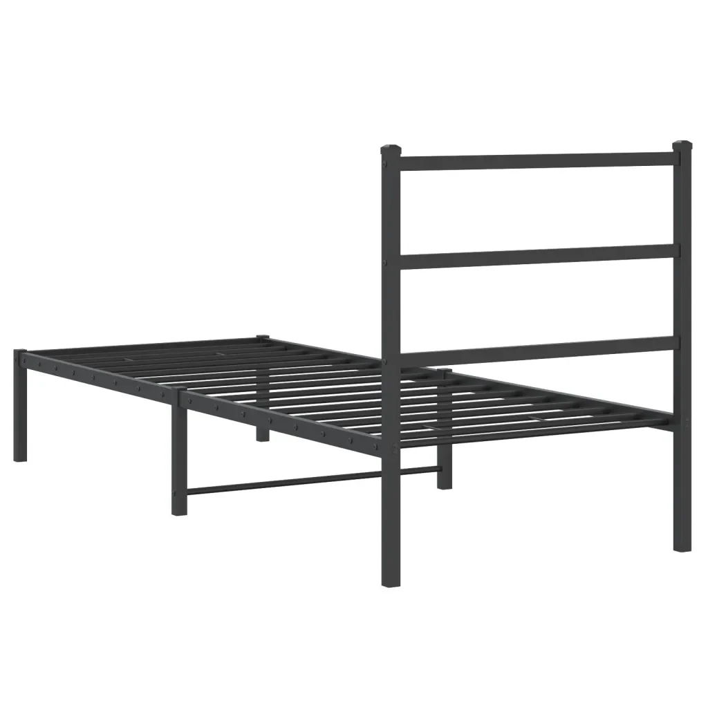 Letto singolo | Letto per adulti | Giroletto con Testiera in Metallo Nero 80x200 cm - Image 7