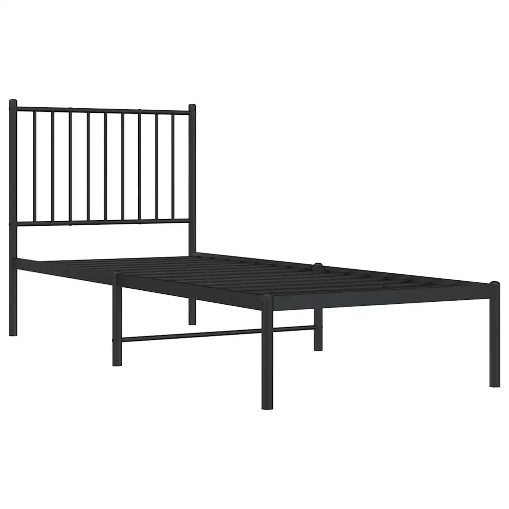 Letto singolo | Letto per adulti | Giroletto con Testiera in Metallo Nero 80x200 cm - Image 4