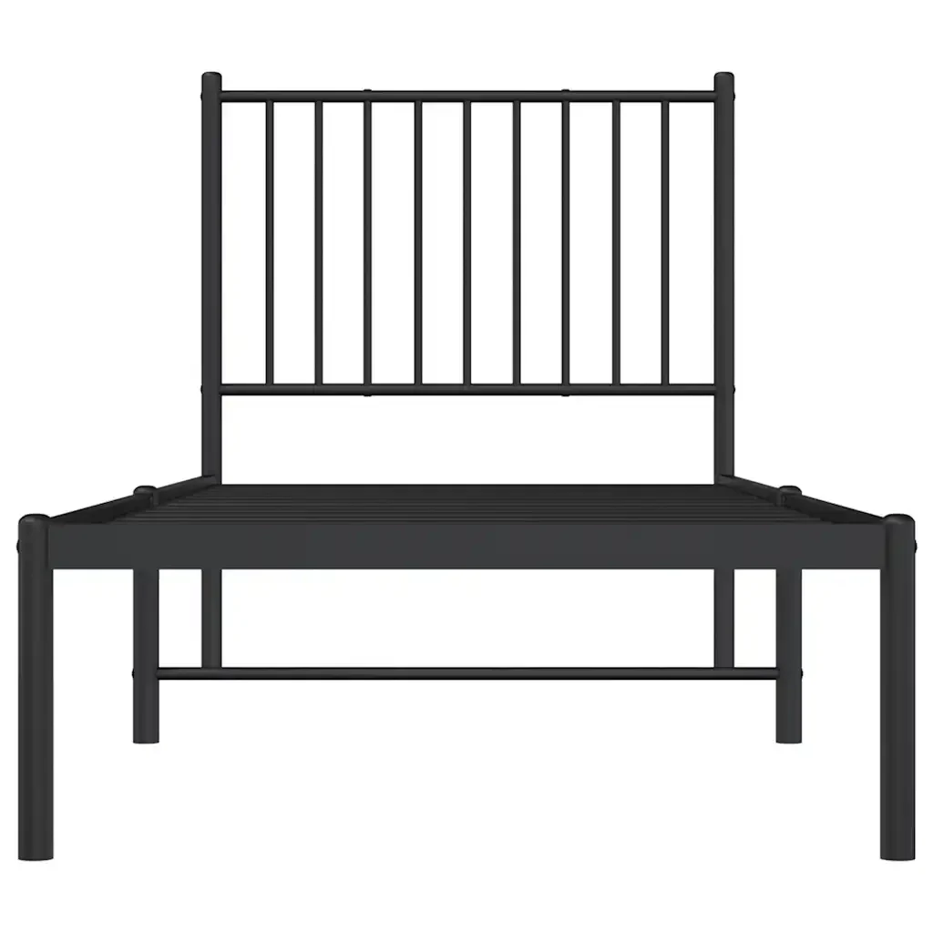 Letto singolo | Letto per adulti | Giroletto con Testiera in Metallo Nero 80x200 cm - Image 5