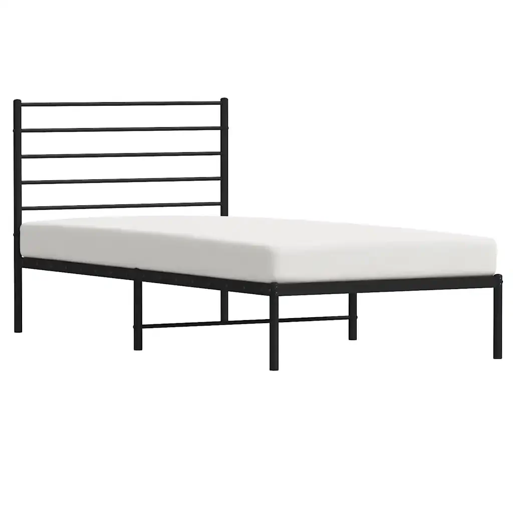Letto singolo | Letto per adulti | Giroletto con Testiera in Metallo Nero 80x200 cm - Image 5