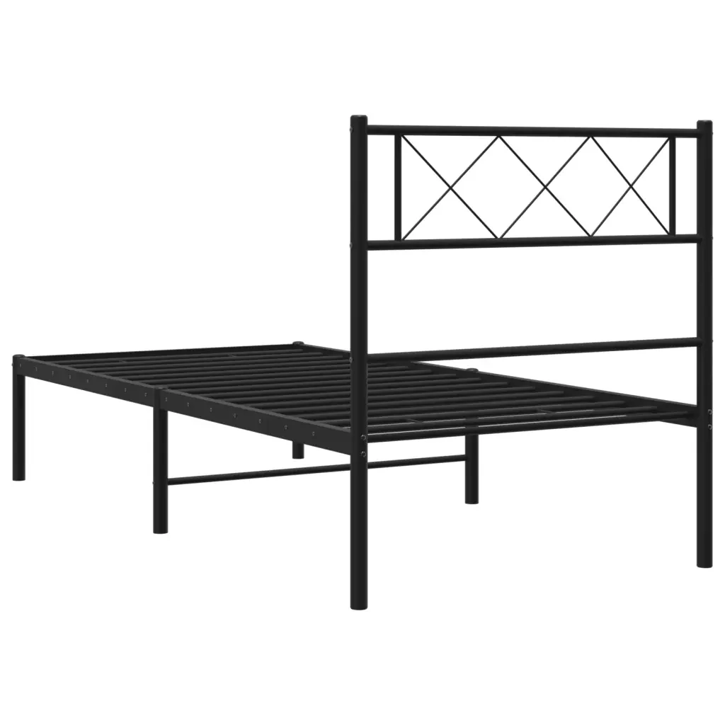 Letto singolo | Letto per adulti | Giroletto con Testiera in Metallo Nero 80x200 cm - Image 7