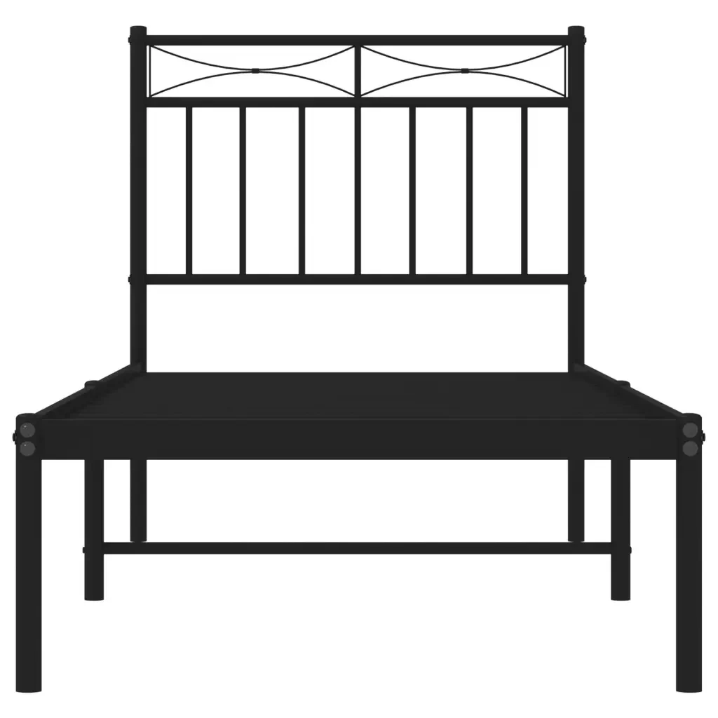 Letto singolo | Letto per adulti | Giroletto con Testiera in Metallo Nero 80x200 cm - Image 5