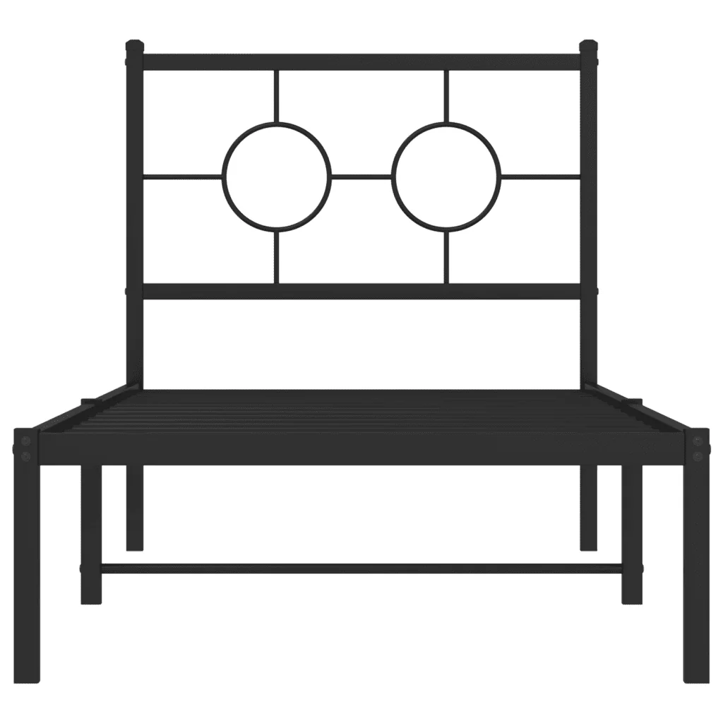 Letto singolo | Letto per adulti | Giroletto con Testiera in Metallo Nero 80x200 cm - Image 5