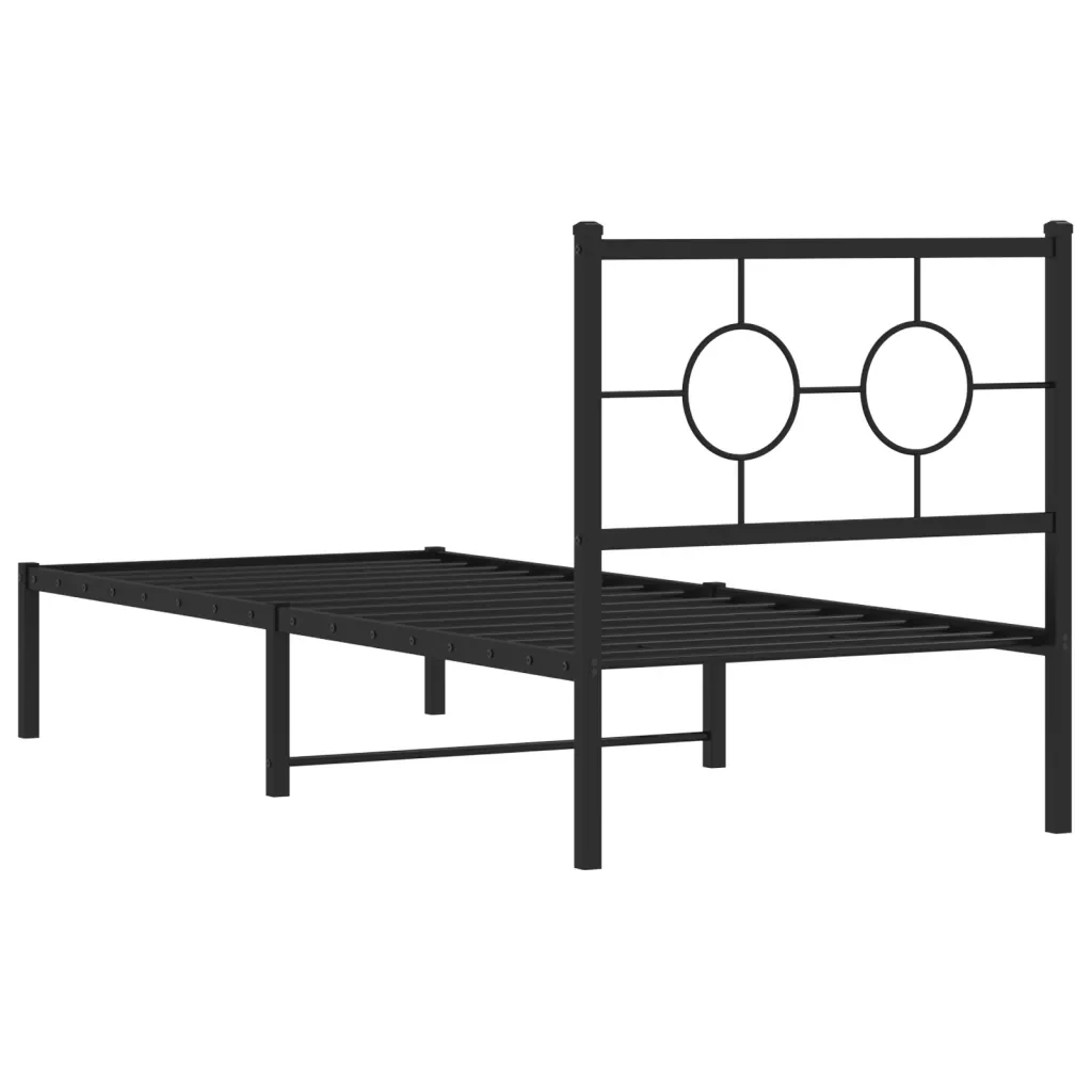 Letto singolo | Letto per adulti | Giroletto con Testiera in Metallo Nero 80x200 cm - Image 7