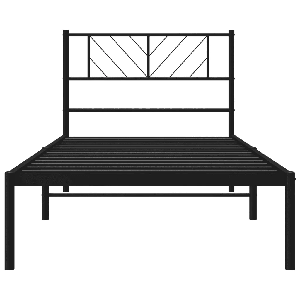 Letto singolo | Letto per adulti | Giroletto con Testiera in Metallo Nero 90x190 cm - Image 5
