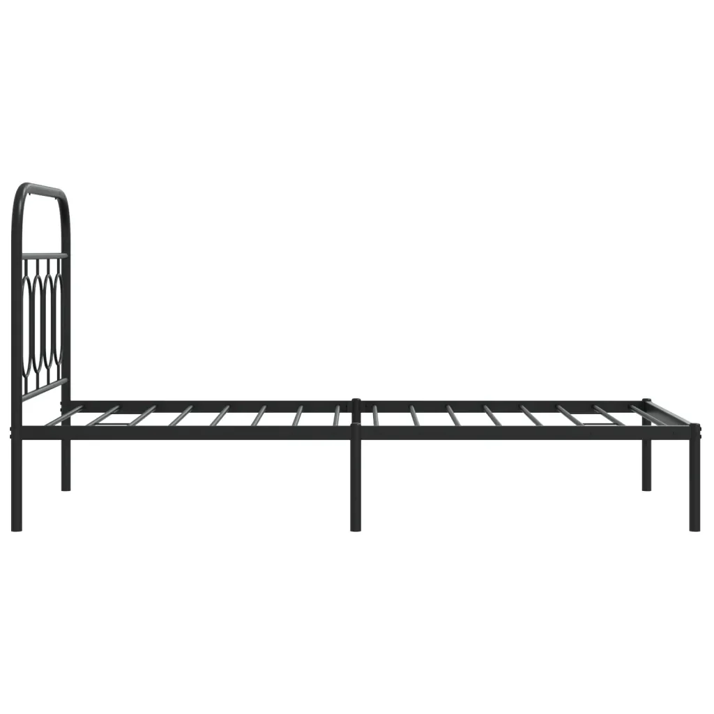 Letto singolo | Letto per adulti | Giroletto con Testiera in Metallo Nero 90x190 cm - Image 5