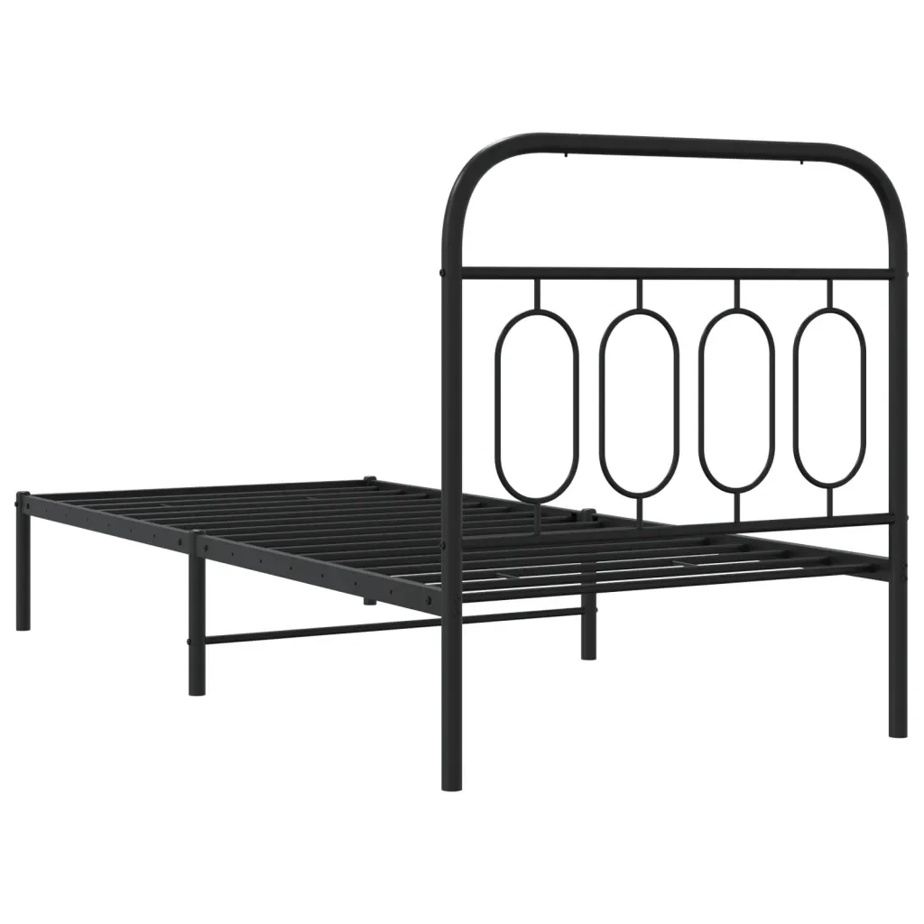 Letto singolo | Letto per adulti | Giroletto con Testiera in Metallo Nero 90x190 cm - Image 6