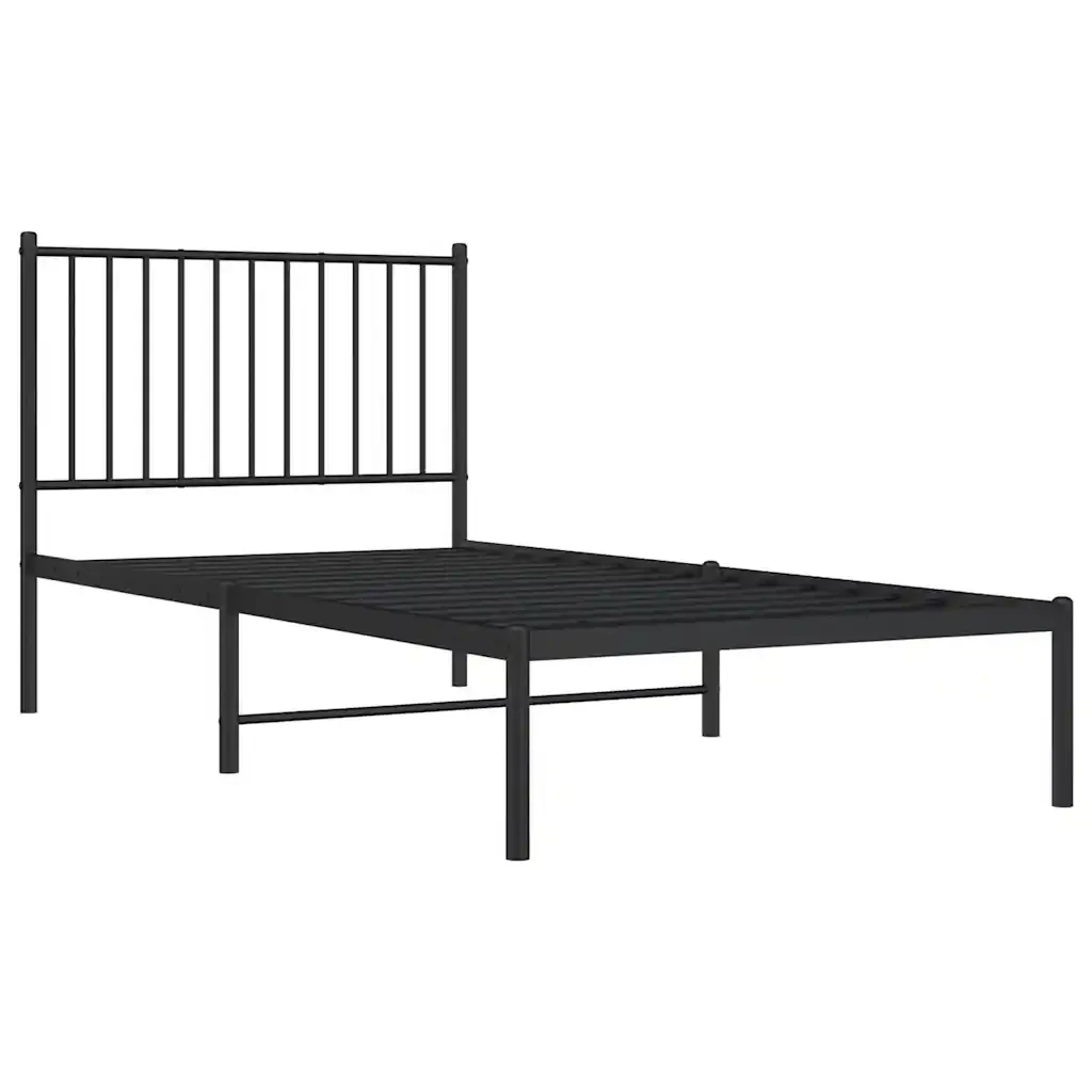 Letto singolo | Letto per adulti | Giroletto con Testiera in Metallo Nero 90x190 cm - Image 4