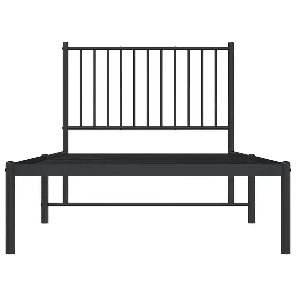 Letto singolo | Letto per adulti | Giroletto con Testiera in Metallo Nero 90x190 cm - Image 5