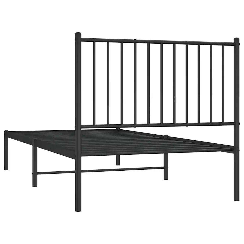 Letto singolo | Letto per adulti | Giroletto con Testiera in Metallo Nero 90x190 cm - Image 7