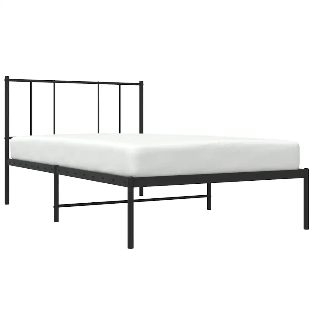 Letto singolo | Letto per adulti | Giroletto con Testiera in Metallo Nero 90x190 cm - Image 5