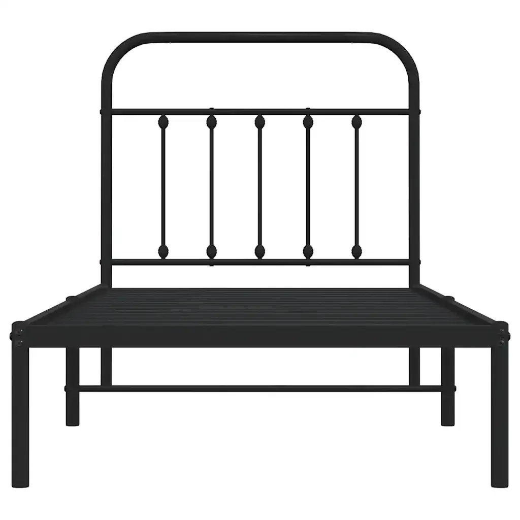 Letto singolo | Letto per adulti | Giroletto con Testiera in Metallo Nero 90x190 cm - Image 6