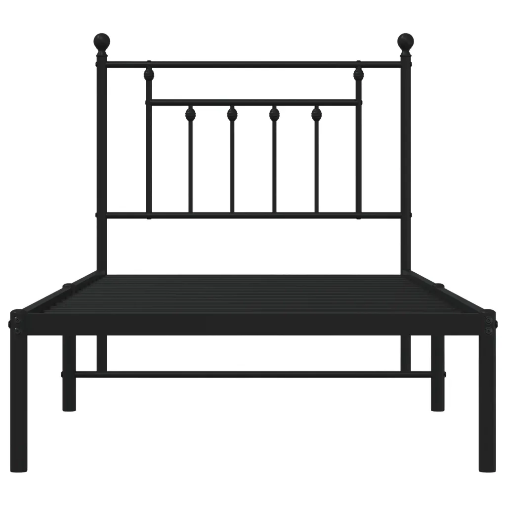 Letto singolo | Letto per adulti | Giroletto con Testiera in Metallo Nero 90x190 cm - Image 6