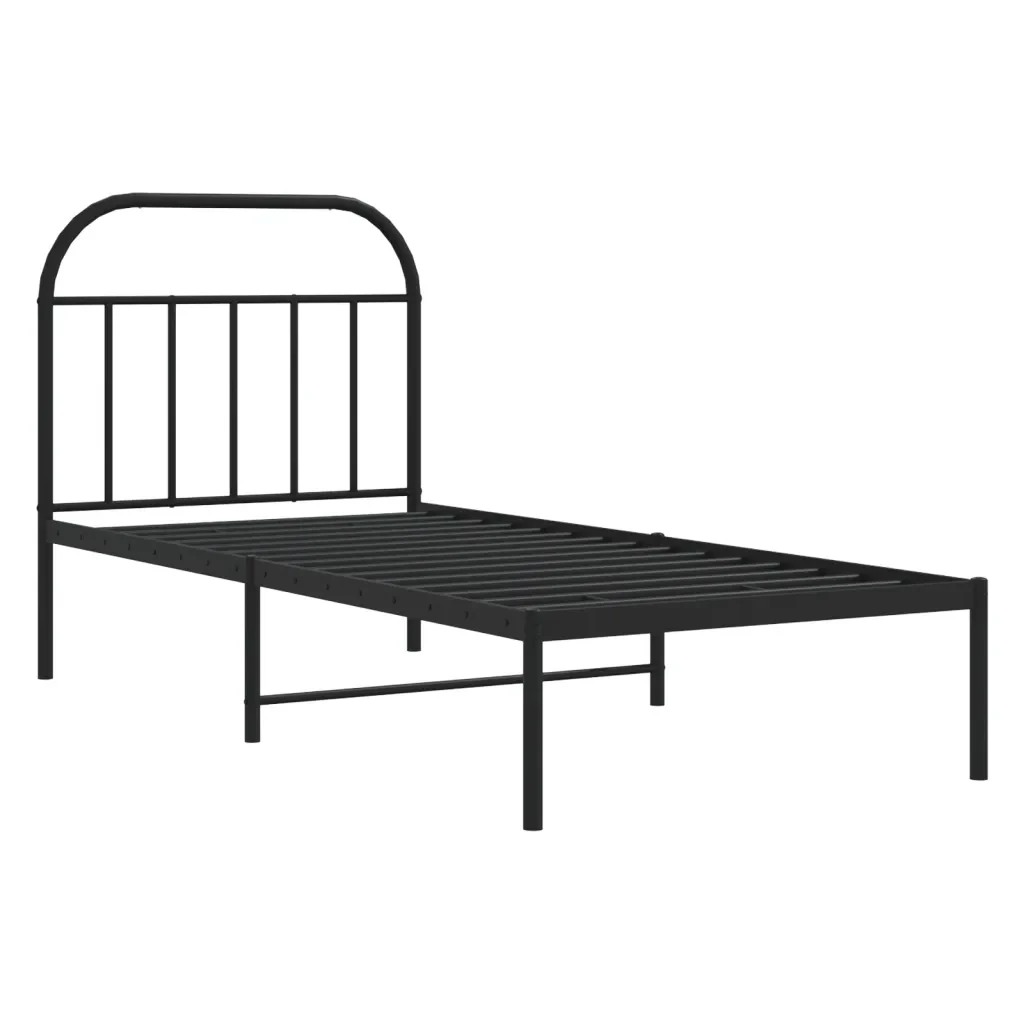 Letto singolo | Letto per adulti | Giroletto con Testiera in Metallo Nero 90x190 cm - Image 3