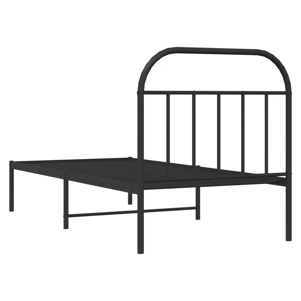 Letto singolo | Letto per adulti | Giroletto con Testiera in Metallo Nero 90x190 cm - Image 8