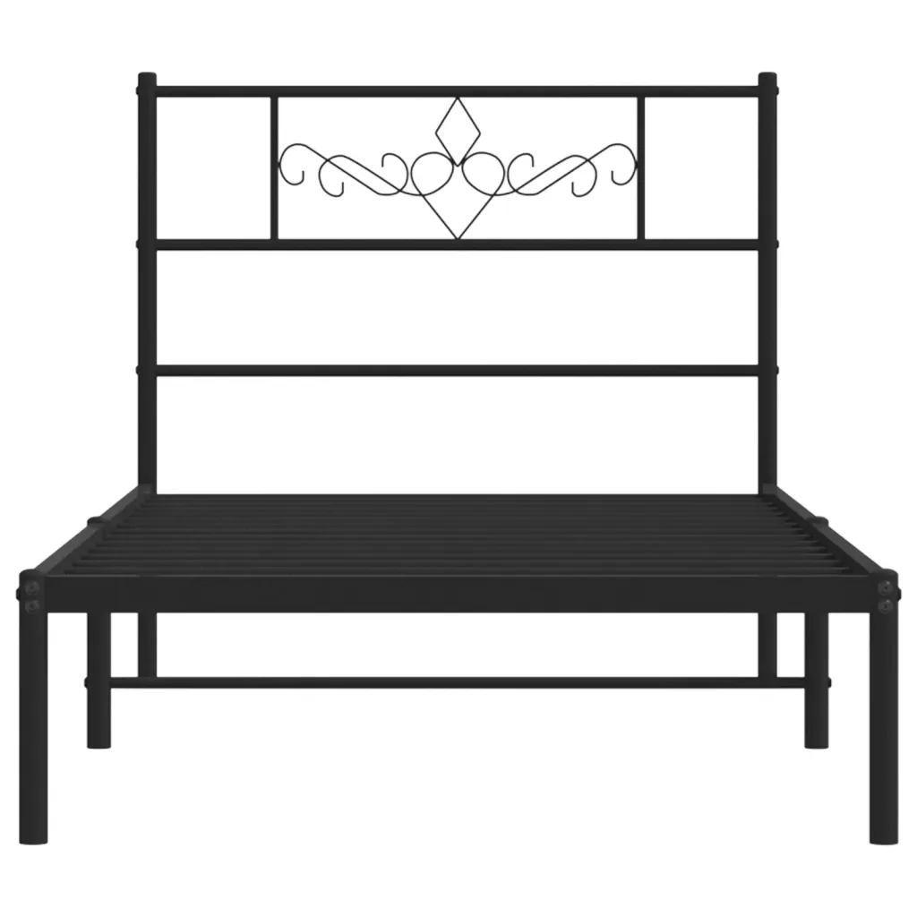 Letto singolo | Letto per adulti | Giroletto con Testiera in Metallo Nero 90x190 cm - Image 5