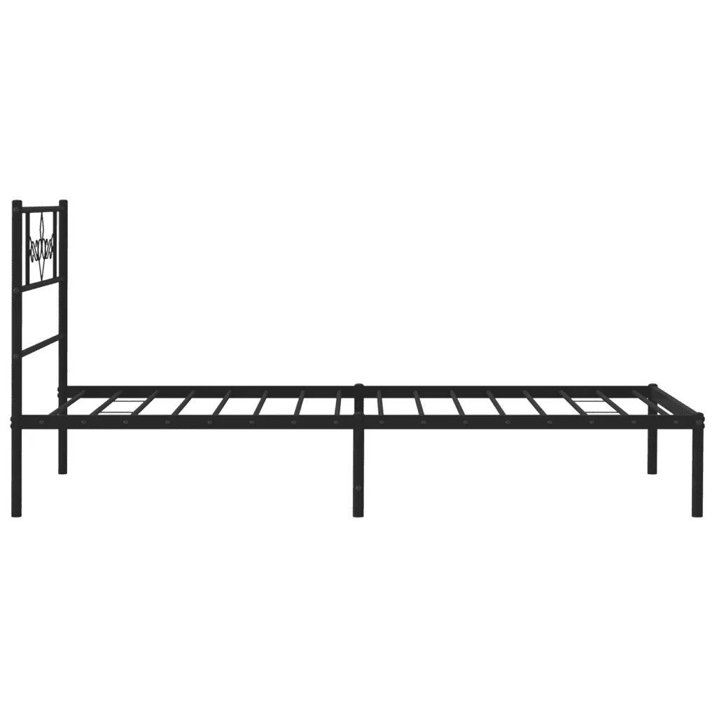 Letto singolo | Letto per adulti | Giroletto con Testiera in Metallo Nero 90x190 cm - Image 6