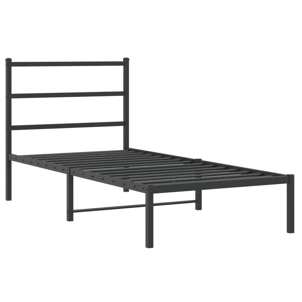 Letto singolo | Letto per adulti | Giroletto con Testiera in Metallo Nero 90x190 cm - Image 4