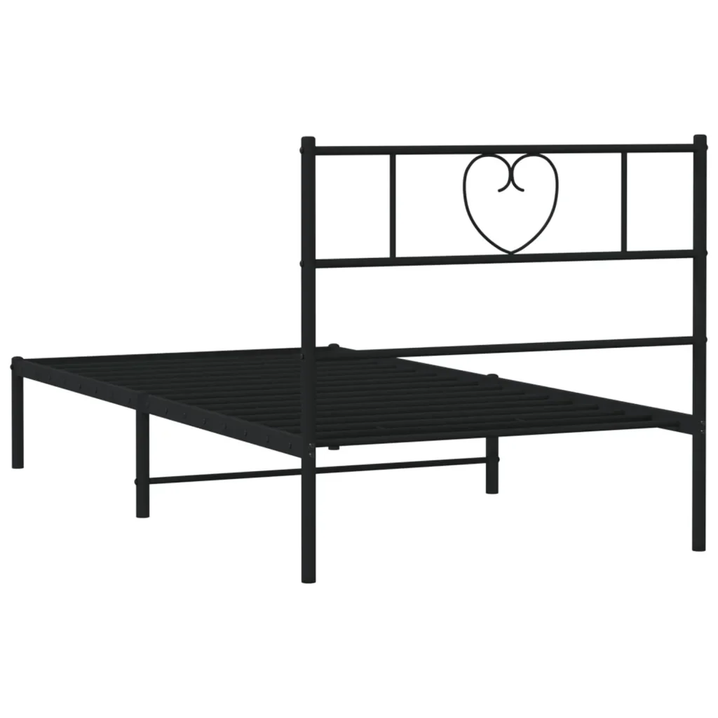 Letto singolo | Letto per adulti | Giroletto con Testiera in Metallo Nero 90x190 cm - Image 7