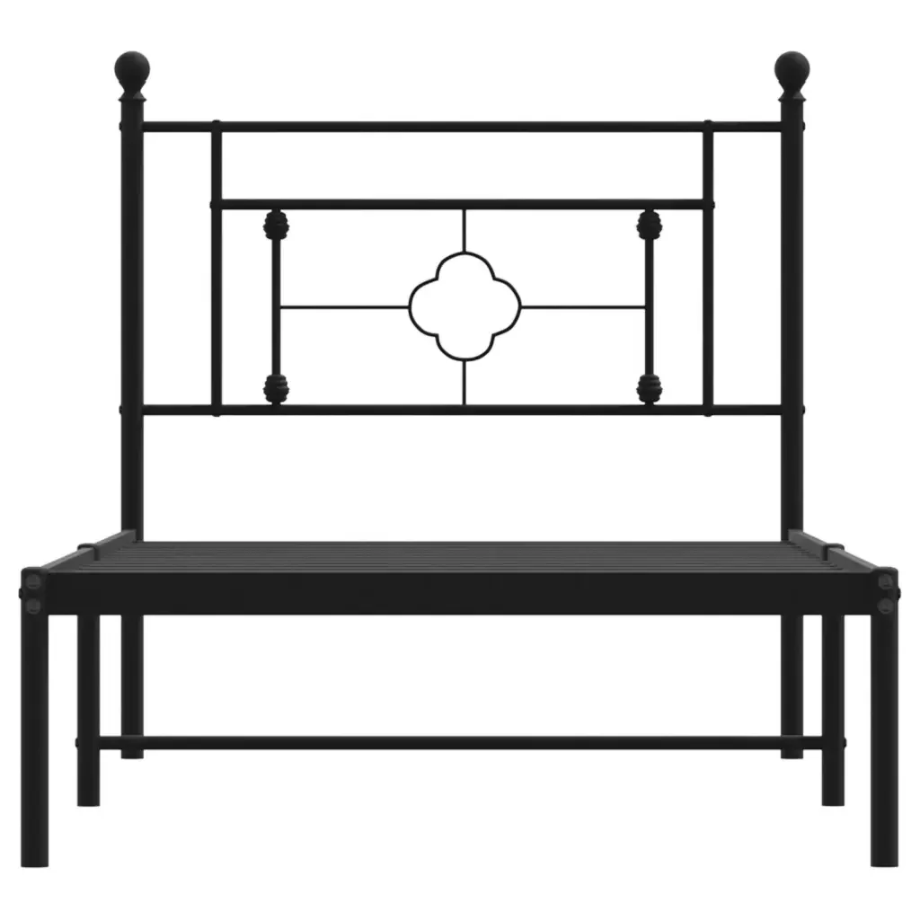 Letto singolo | Letto per adulti | Giroletto con Testiera in Metallo Nero 90x190 cm - Image 5