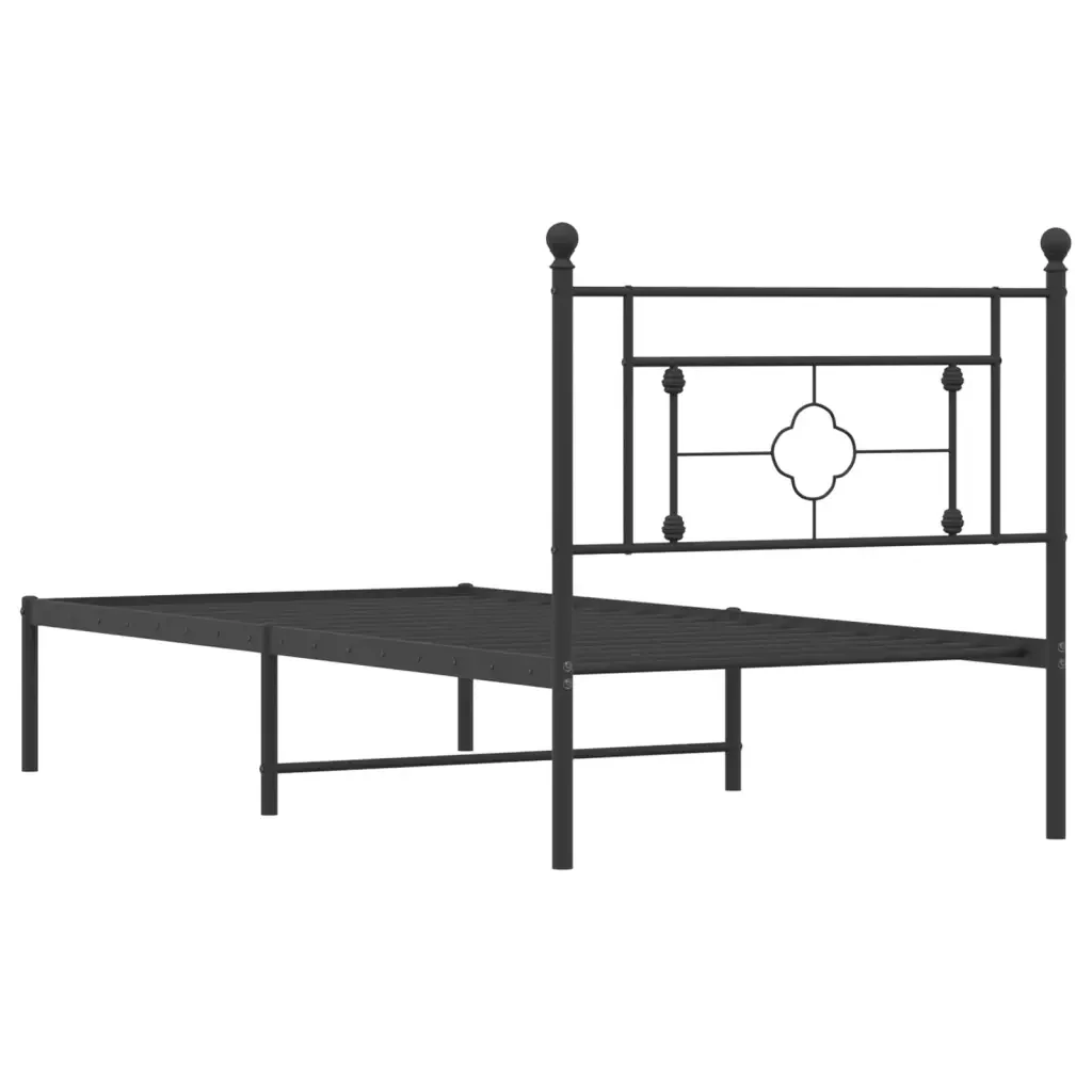 Letto singolo | Letto per adulti | Giroletto con Testiera in Metallo Nero 90x190 cm - Image 7