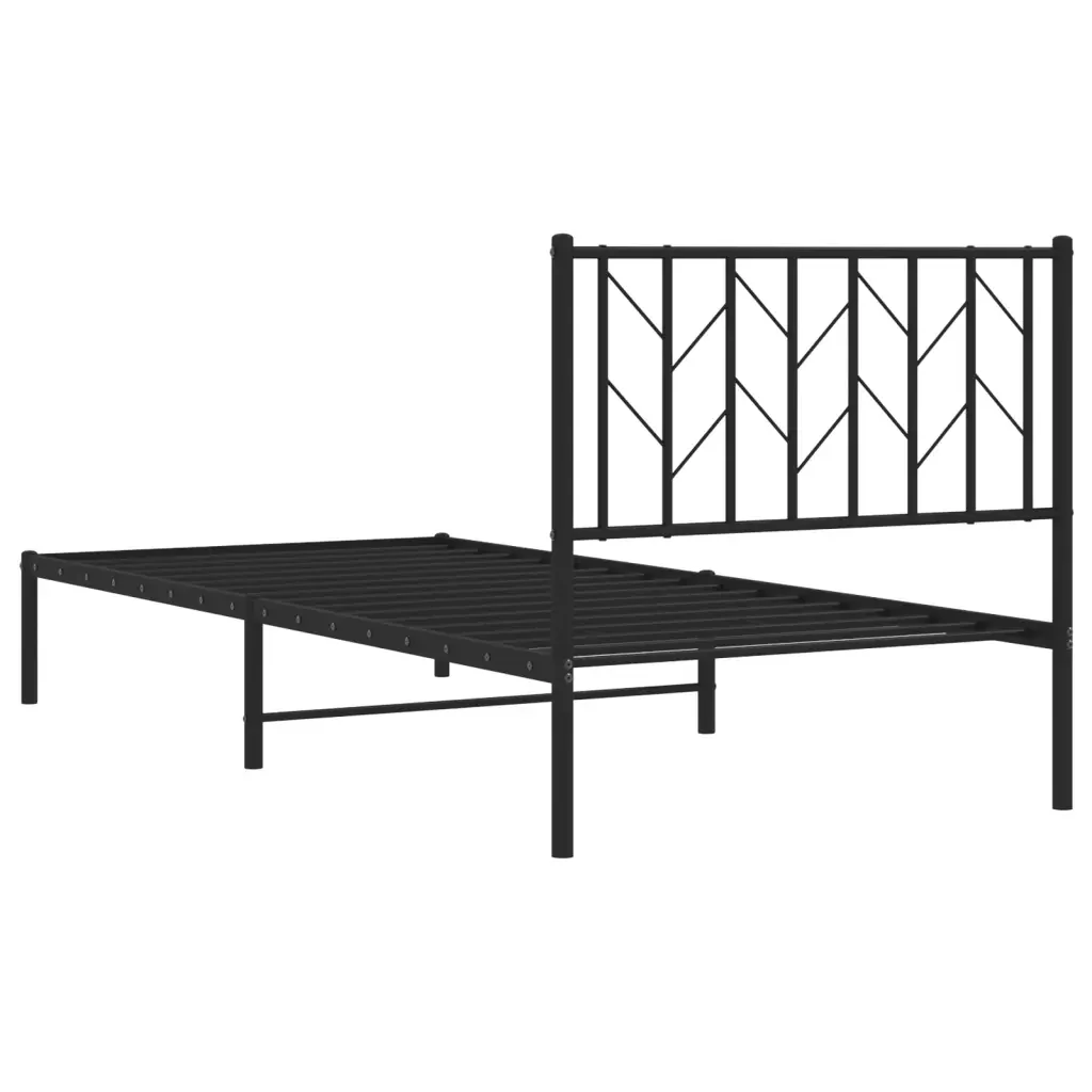 Letto singolo | Letto per adulti | Giroletto con Testiera in Metallo Nero 90x190 cm - Image 7