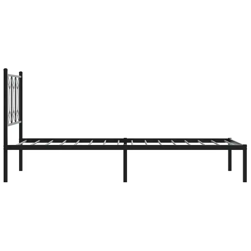Letto singolo | Letto per adulti | Giroletto con Testiera in Metallo Nero 90x190 cm - Image 5