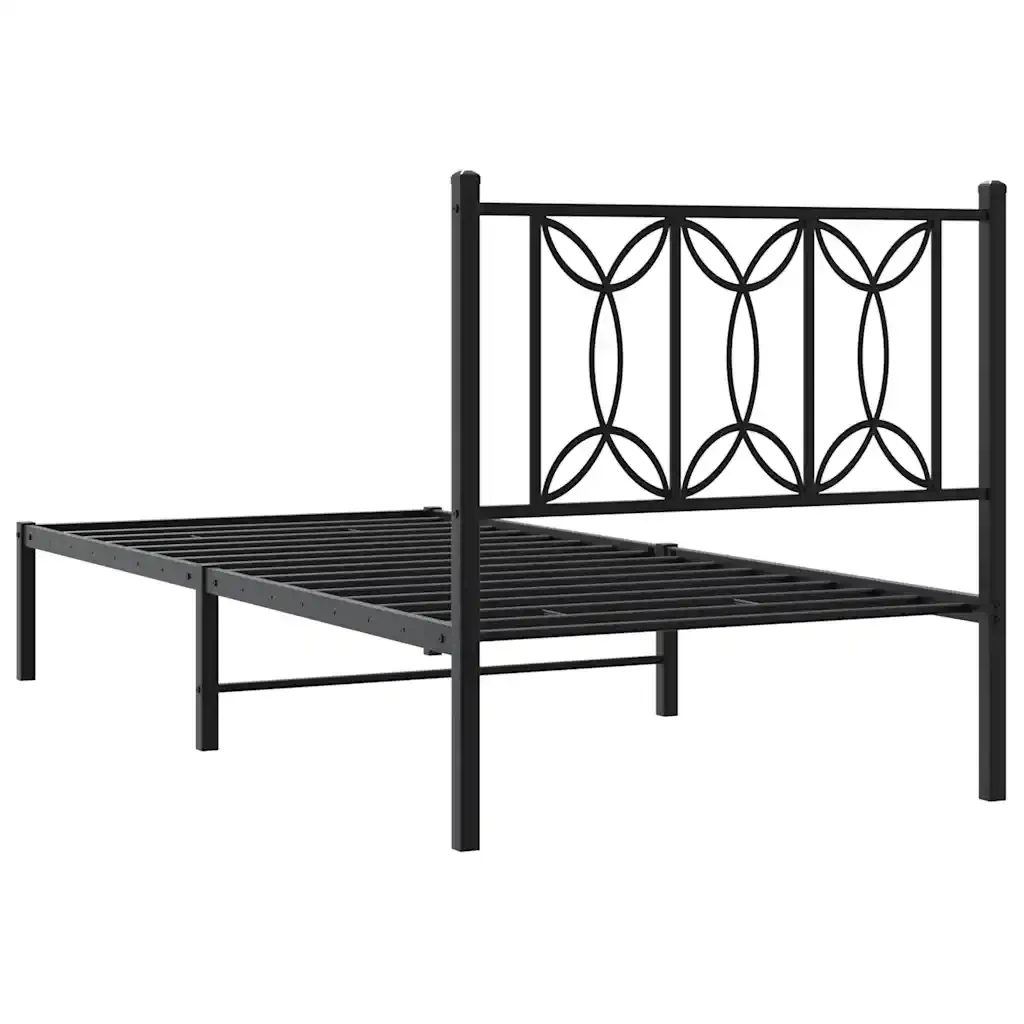 Letto singolo | Letto per adulti | Giroletto con Testiera in Metallo Nero 90x190 cm - Image 6