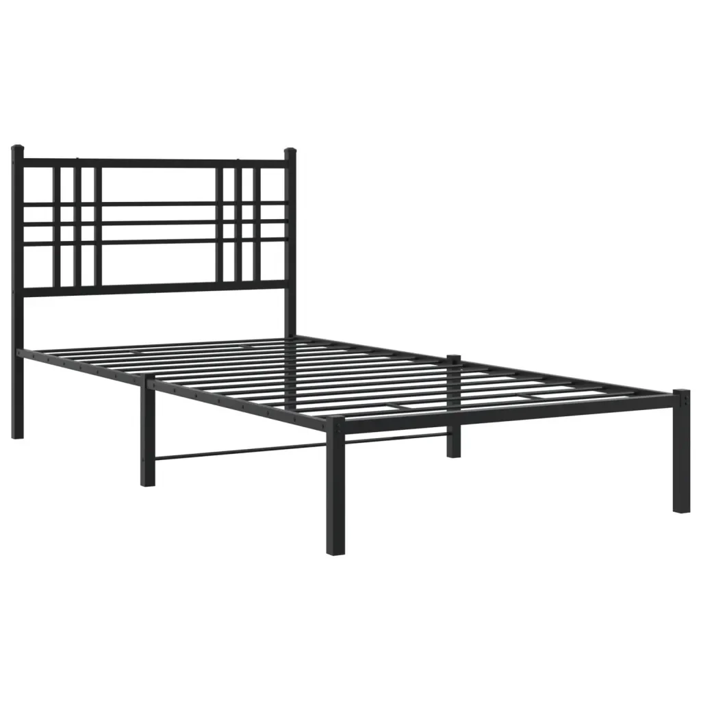 Letto singolo | Letto per adulti | Giroletto con Testiera in Metallo Nero 90x190 cm - Image 4