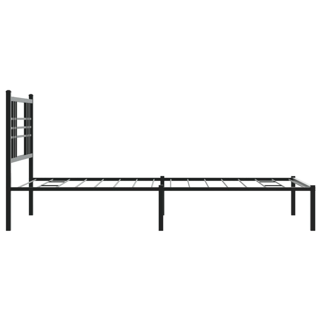 Letto singolo | Letto per adulti | Giroletto con Testiera in Metallo Nero 90x190 cm - Image 5