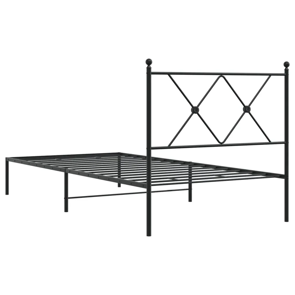Letto singolo | Letto per adulti | Giroletto con Testiera in Metallo Nero 90x190 cm - Image 6