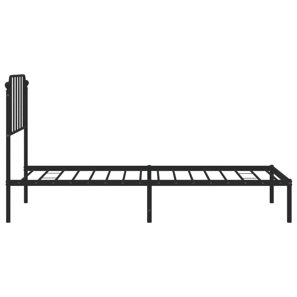 Letto singolo | Letto per adulti | Giroletto con Testiera in Metallo Nero 90x200 cm - Image 6