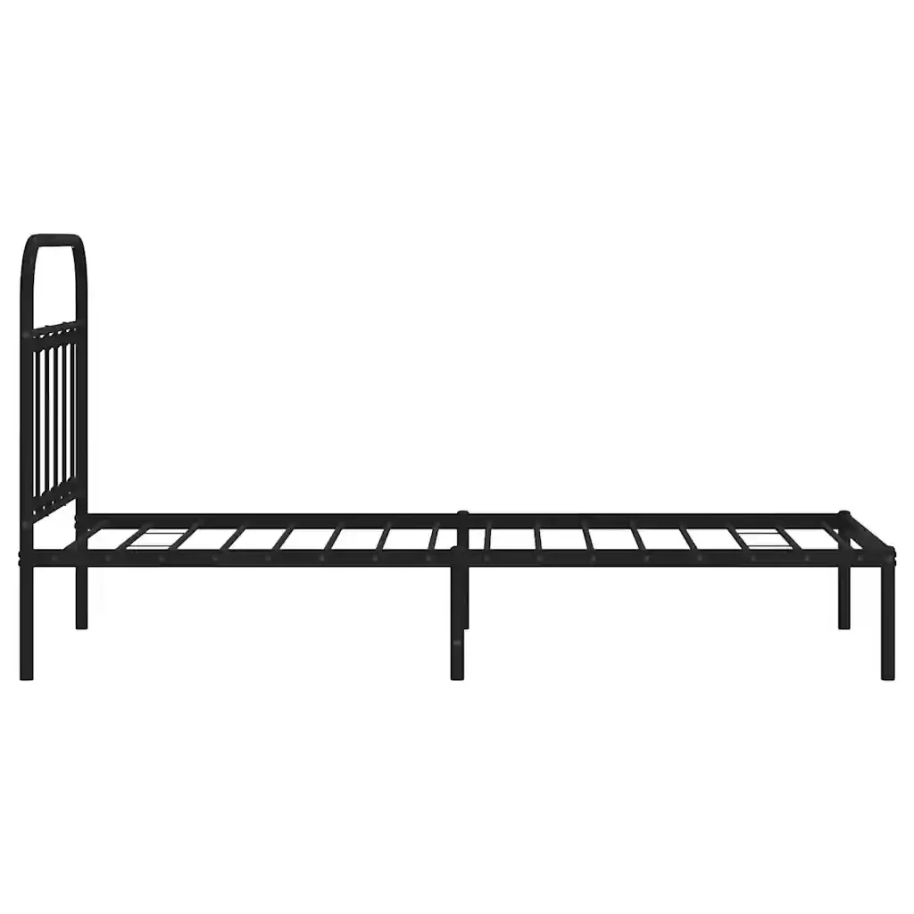 Letto singolo | Letto per adulti | Giroletto con Testiera in Metallo Nero 90x200 cm - Image 7