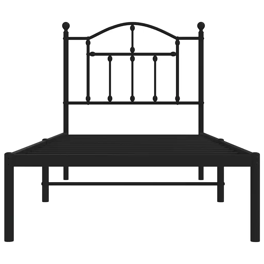 Letto singolo | Letto per adulti | Giroletto con Testiera in Metallo Nero 90x200 cm - Image 5