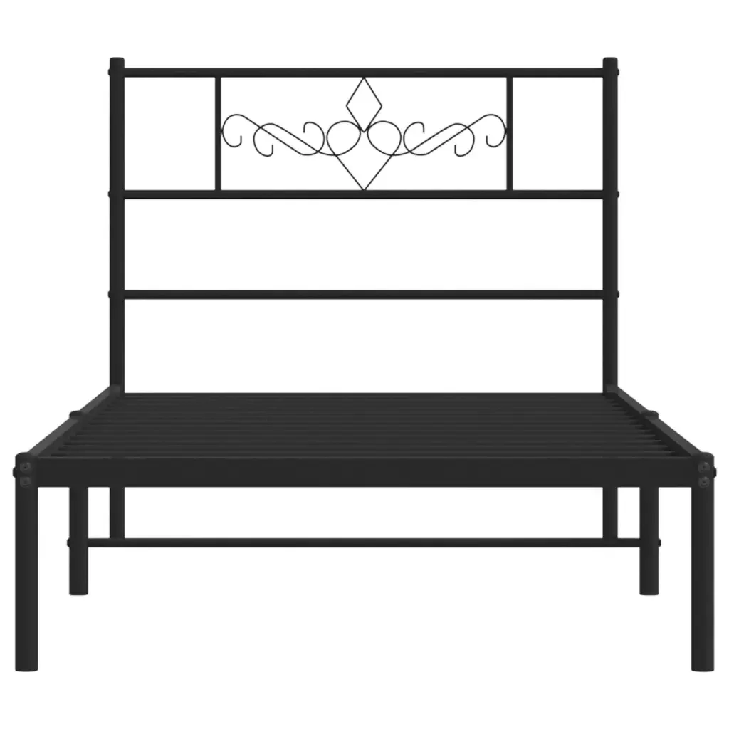 Letto singolo | Letto per adulti | Giroletto con Testiera in Metallo Nero 90x200 cm - Image 5