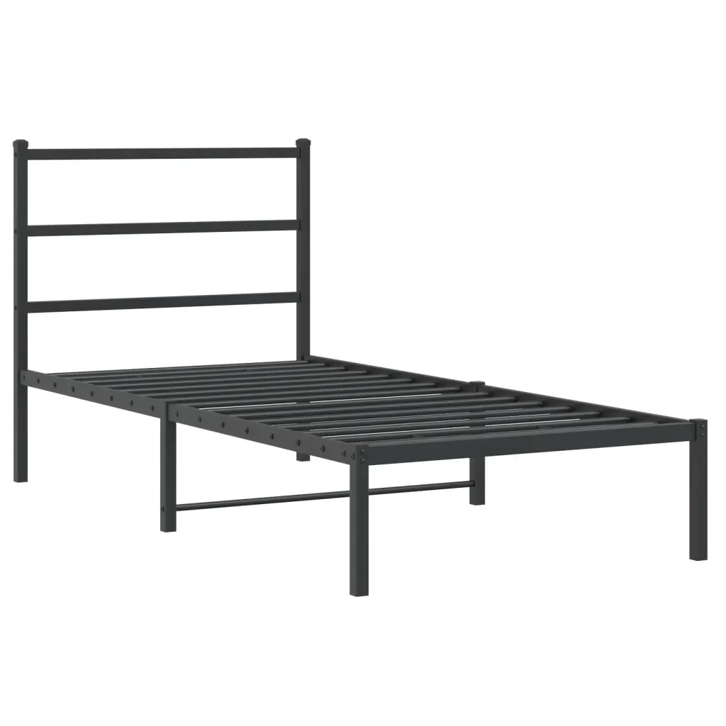Letto singolo | Letto per adulti | Giroletto con Testiera in Metallo Nero 90x200 cm - Image 4