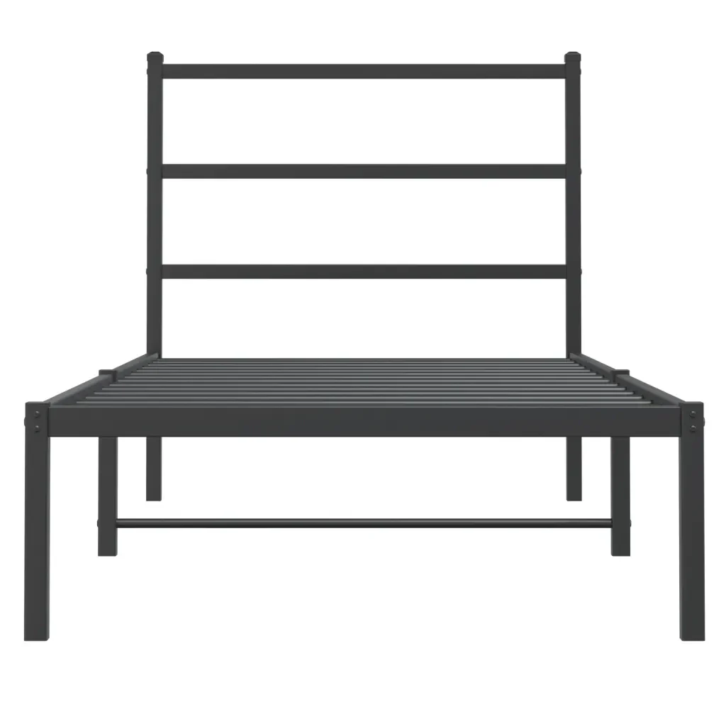 Letto singolo | Letto per adulti | Giroletto con Testiera in Metallo Nero 90x200 cm - Image 5