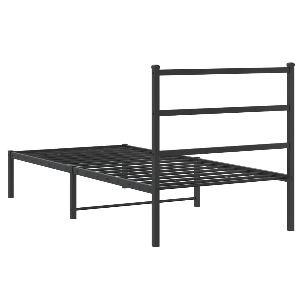 Letto singolo | Letto per adulti | Giroletto con Testiera in Metallo Nero 90x200 cm - Image 7