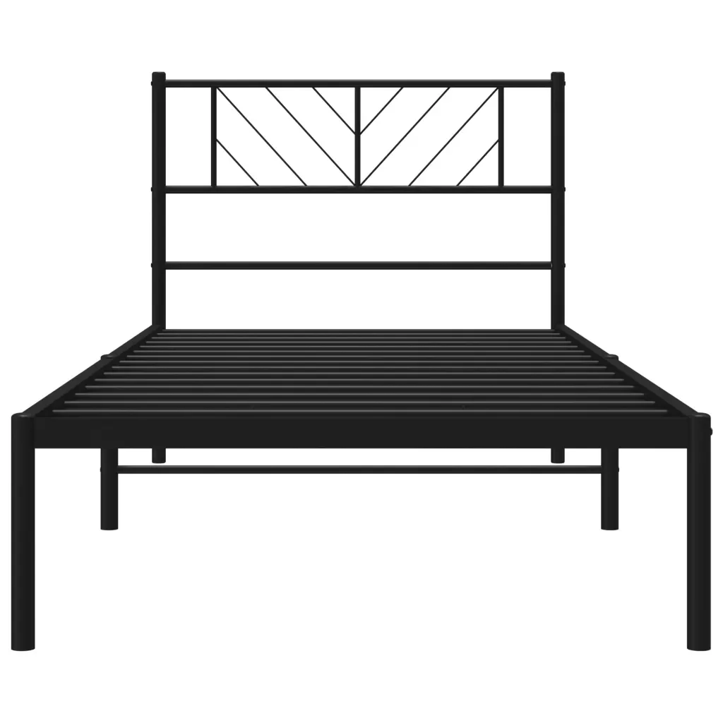 Letto singolo | Letto per adulti | Giroletto con Testiera in Metallo Nero 90x200 cm - Image 5