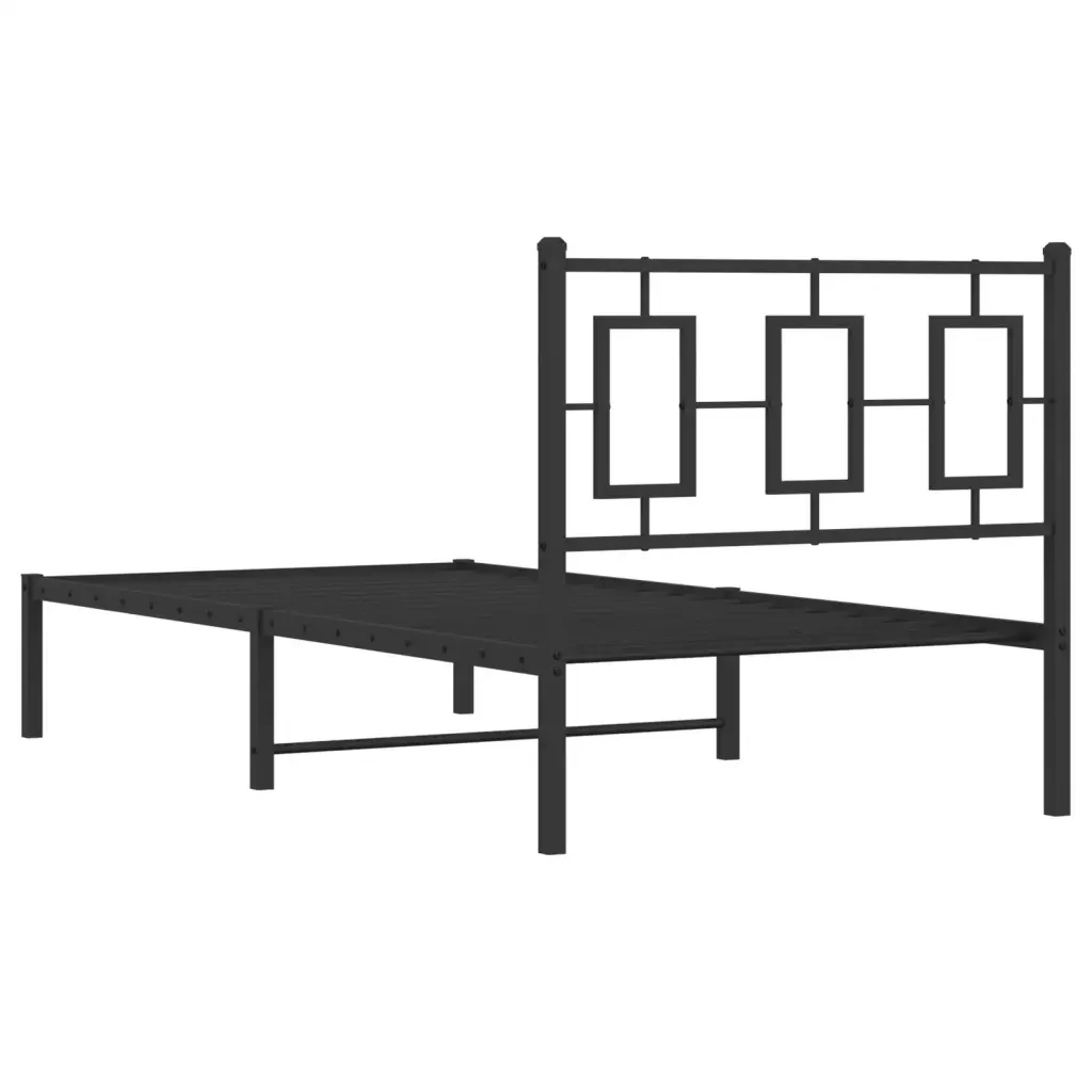 Letto singolo | Letto per adulti | Giroletto con Testiera in Metallo Nero 90x200 cm - Image 7