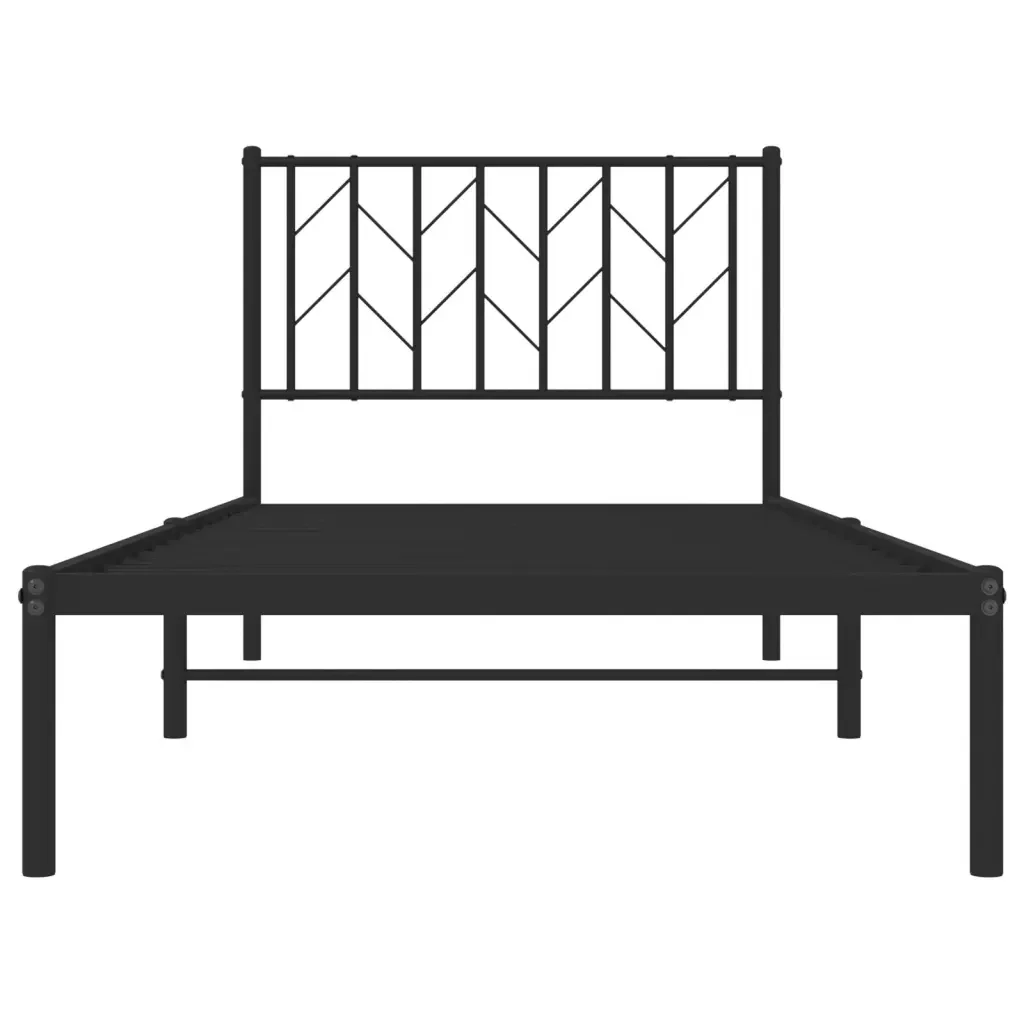 Letto singolo | Letto per adulti | Giroletto con Testiera in Metallo Nero 90x200 cm - Image 5